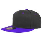 Gelante Snapback Hats for Men - Flat Bill Brim Baseball Cap Hat - Plain Blank Adjustable, Black/Purple, One Size