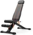 1000LBS Adjustable Weight Bench - Bonvork Foldable Workout Bench Press with 36" Extended Backrest for Home Gym Strength Training,Folding Flat Incline Bench with 80 * 40MM Steel for Full Body Exercise