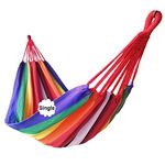 GOCAN Brazilian Double Hammock 1 Person Extra Large Canvas Cotton Hammock for Patio Porch Garden Backyard Lounging Outdoor and Indoor (Red(single))