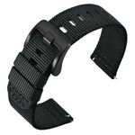 ANNEFIT Nylon Watch Strap for Men 22mm, Quick Release Military Watch Band with Heavy Duty Stainless Steel Black Buckle (Black)