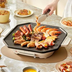 Electric Smokeless Grill, 1200W Non-Stick Electric BBQ Grill for Indoor Outdoor Korean BBQ, Barbecue, 34cm Grill Pan, Adjustable Temperature Control, Easy to Clean