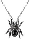 Ever Faith Halloween Black Spider Necklace Austrian Crystal Animal Sweater Long Chain Pendant Necklace