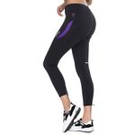 Santic Women's Cycling Bicycle Pants Long Bike Tights Padded MTB 4D Cooldmax Breathable Black-Purple