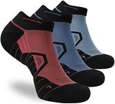 Hylaea No Show Socks with Cushion for Running Sports Athletic Walking Golf Low Cut Compression Blue Green Red X-Large