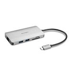 Kensington UH1400P 8-in-1 USB-C Hub with 85W Pass Through Charging Power Delivery, 4K 60Hz HDMI, Ethernet, MicroSD Card, 3 USB-A 3.2 for M1 /M2 Macbook Pro Air, HP, Lenovo, iPad Pro, Silver (K33820WW)