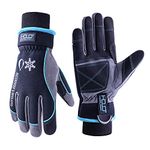 HANDLANDY Waterproof Insulated Work Gloves,Thermal Winter Gloves for Men Women Touch Screen, Warm Ski Snowboard Cold Weather Gloves (Blue, Large)