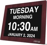 American Lifetime 【New 2024 Dementia Clock Large Digital Clock for Seniors, Digital Clock Large Display, Custom Alarms, Clock with Day & Date for Elderly, Large Number Digital Clock Mahogany, 15 Inch