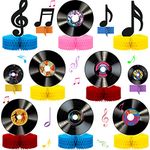 12 Pcs Vinyl Record Honeycomb Centerpieces 1950's Party Decorations Rock and Roll Music Party Supplies Record Retro Table Decor Record Note Room Decor Sign for 50s Theme Music Party Supplies Favors