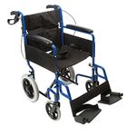 NRS Healthcare N29210 Transit-Lite Lightweight Foldable Attendant Controlled Travel Wheelchair - Blue