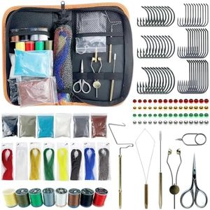 FREE FISHER Fly Tying Kit Material Tools Kit Bobbin Fly Hooks Scissors Fly Beads Threader Needle Whip Finisher Fly Fishing Flies Starter Making Kit 149Pcs with Carry Bag