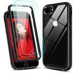 LeYi Compatible for iPhone 8 Plus Case, iPhone 7 Plus Case, iPhone 6 Plus Case with Tempered Glass Screen Protector [2 Pack], Full-Body Shockproof Hybrid Clear Phone Case for iPhone 6s Plus, Black