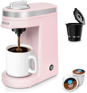 CHULUX Single Serve Coffee Maker with A Reusable Filter, Single Cup Coffee Maker for K pod, Ground and Tea Leaf, Pink
