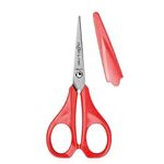 Munix SL-1150C 128 mm / 5" Stainless Steel Scissors | Pointed Tip with Shock Proof Body | Ergonomic & Soft Handles for Easy Handling | Red, Pack of 2 - Color May Vary