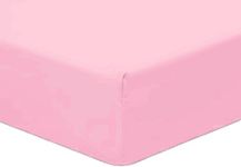 AmigoZone Pollycotton 180 TC Non Iron 25cm Fitted Bed Sheet (Double, Pink)