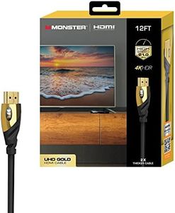 Monster 12ft 4K UHD Gold HDMI Cable Supports OLED/QLED TVs, Gaming Consoles 60HZ, 16-bit Color, HDR, 21GBPS,