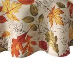 "Elrene Home Fashions Autumn Leaves Fall Printed Tablecloth, 70" Round, Multi", "70" round (tablecloth)"