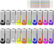 AreTop Bulk Flash Drive 8GB 20 Pack, USB 2.0 Swivel Thum Drive Bulk Pendrive USB Memory Stick 8GB Flash Drive Bulk USB Storage (20PCS 8GB, 20 Pack Lanyards)