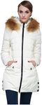 Orolay Women's Down Jacket with Faux Fur Trim Hood Beige S