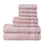 Welhome Basic 100% Cotton Towel (Blush) - 8 Piece Set - Quick Dry - Absorbent - Soft - 434 GSM - Machine Washable - 2 Bath - 2 Hand - 4 Wash Towels