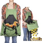 Gardening Apron, Garden Apron with Pocket for Harvesting Gardening Weeding, 100% Cotton Canvas Water Resistant Apron with Quick Release Pocket for Men&Women, Perfect Gardening Gift(Green)