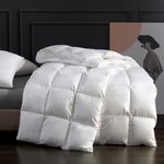 LEYCAY 750 Fill-Power Luxury Feather Down Duvet Cal-King Size,All Season Fluffy Duvet Insert,Soft 420TC Poly-Cotton Fabric,65 Oz Medium Warmth Down Comforter with 8 Corner Tabs(White,108x98 Inches)