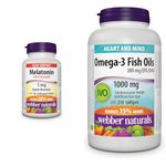 Webber Naturals Melatonin 5 mg Extra Strength (144 Quick Dissolve Tablets) + Omega-3 Fish Oil 1,000 mg (210 Softgels)