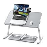 Lap Desk, SAIJI Bed Table, Thick Stable Feet, Height and Angle Adjustable, Enough Mouse Space, up to 17'' Laptop, for Homeoffice, Breakfast, Study (Grey, 52 * 30cm)