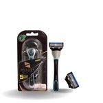 BLADEZ Shaving Razor 5 Blade Quick & Easy Hair Removal With Aloe+Vitamin, Flexible & Rounded Head, Non-Slip Handle