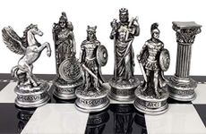 Greek Mythology Olympus Gods Zeus vs Poseidon Set of Chess Men Pieces Bronze and Pewter Color - NO Board