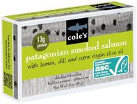 Cole's Patagonian Smoked Salmon Fillet w/Lemon & Dill in Extra Virgin Olive Oil | 3.2 oz Hand-Packed Smoked Salmon Canned | 13g Protein