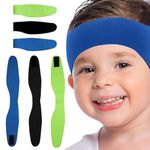 Foyten Swimming Headband Soft Silicone Earplugs Set For kids- Waterproof Silicone Ear Protection for Swimmer，Including 3 Pcs Secure Swimmers Ear Band 3 Pairs Swimming Earplugs (Blue + Black + Fluorescent Green, Medium)