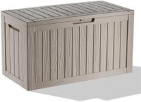 ROJIK Outdoor Storage Housing Deck Box-Waterproof Patio Furniture,Garden Tools,Cushions,Pool Accessories Storage Waterproof Resin Box with Capacity (80 Gal & Cappuccino)