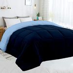 ARLinen Cotton Lightweight Comforter 400 Gsm- All Season Down Alternative Bed Comforter Summer Duvet Insert Quilted Reversible Comforters Double- Sky Blue And Navy Blue, 350 TC