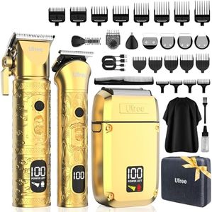 Ufree 8 in 1 Professional Hair Cutting Kit, Hair Clippers for Men, Cordless Clippers and Trimmers Set, Beard Trimmer, Electric Shaver with Rechargeable, Grooming Gifts for Barber & Home Use
