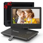 WONNIE 12.5" Portable DVD Player with 10.5" Swivel HD Screen,5-Hour Built-in Rechargeable Battery,with Car Headrest Case, Supports USB/SD Card/Sync TV, Regions Free