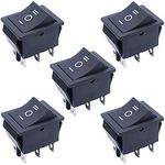 TWTADE / 5Pcs Black ON/OFF/ON DPDT 6 Pin 3 Position Mini Boat Rocker Switch Car Auto Boat Rocker Toggle Switch Snap AC 250V 125V/20A KCD2-203