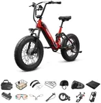 PUCKIPUPPY Corgi Electric Bike for Adults 960W, 48V 20Ah Battery Ebike, New Longitudinal Suspension Ebike, 20'' Fat Tire Full Suspension Mountain E Bike, 28MPH & 80Miles Range, LCD Display, 7 Speed