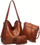 Tote Handbags for Women Convertible Backpack Purses PU Leather Hobo Bags Crossbody Shoulder Bag Satchel Purse Set 3pcs, Brown