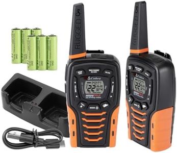 Cobra ACXT645 Waterproof Walkie Talkies - Rechargeable, 22 Channels, Long Range 35-Mile Two-Way Radio Set, Black and Orange (2-Pack)