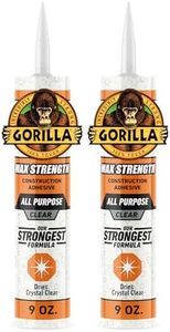 Gorilla Max Strength Construction Adhesive, Clear Glue, 9 Ounce Cartridge (Pack of 2) - Gap Filling and Waterproof