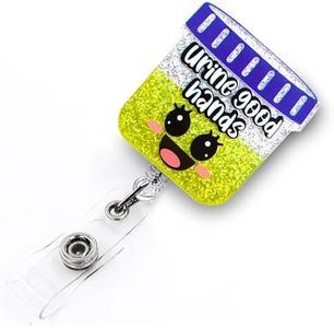 Funny Urology Badge Reel Retractable for Nurse Doctor Medical Worker & Nursing Student | Urine Good Hands Cute Nurse Name Badge Holder with Alligator Clip & 24”Durable Nylon Retractable Cord | Acrylic