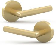 Mega Handles - RAEGEN Dummy I Lever Door Lock Handle Set for Closet or French Doors I Single Side, Non-Turning I Reversible I Fits All Standard Door Sizes I Screws Included - Satin Brass (2 Pack)