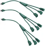 DEWENWILS Extension Cord Splitter 1 to 3, 16/3 Heavy Duty SJTW Wire, 3 Prong Splitter 3 Way, Outdoor Cord Splitter for Halloween Decor Christmas Lights, ETL Listed, Green, Pack of 3