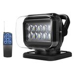 Niceky LED Spotlight for Truck,Remote LED Search Light Auto-Reset 360 Rotating Boat Spot Light for Marine Offroad Pickup SUV UTV Hunting Go Outdoor,6 Strong Magnets 50W 5000lm 12V 24V (Black)