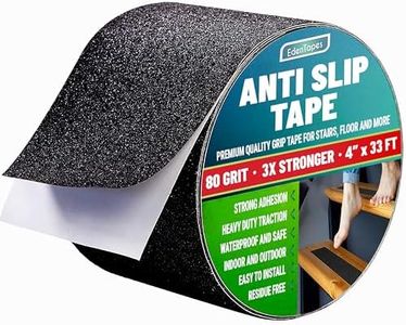 EdenProducts Heavy Duty Anti Slip Traction Tape, 4 Inch x 33 Foot Grip Tape Grit Non Slip, Outdoor Best Non Skid Stair Treads, High Traction Friction Abrasive Adhesive for Stairs Step - Black