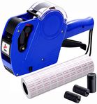 Samvardhan MX5500 Pricing Tag Gun with 5150 pcs White Label Gun Stickers & 3 Extra Inker Rollers, Pricing Label Gun, 8 Digits Retail Pricing Gun and Labels for Grocery Store, Food (Blue)