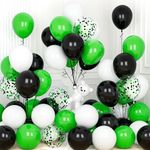 Green Black Balloons, Ousuga 30 pcs 12 Inch Matte Black White Green Confetti Latex Balloons Set for Boys Men Kids Birthday Baby Shower Football Soccer Wedding Sports Video Game Theme Party Decorations