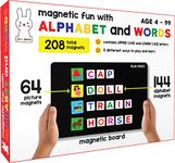 Magnetic Fun with Alphabet and Words - with 64 Picture Magnets, 144 Letter Magnets, Magnetic Board and Spelling Guide