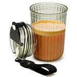 BELLE VOUS Black Frosted Ribbed Plastic Coffee Cup with Lid - 480ml/16oz Drinking Tumbler - Reusable Plastic Cup for Iced Coffee, Tea, Juice, Smoothies, Water, Cocktails, Beer & Other Beverages