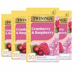 Twinings Strawberry & Cranberry Fruit Infusion Flavoured Tea - 80 Biodegradable Bags (Multipack of 4 x 20) , Caffeine & Sugar Free Herbal Vegan Tea with Natural Fruit Flavors, Refreshing Berry Blend